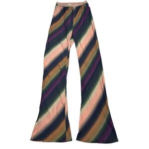 Dissh Wide Leg Pants Womens Size 2 Multicolor Stripe Flare Boho Festival‎